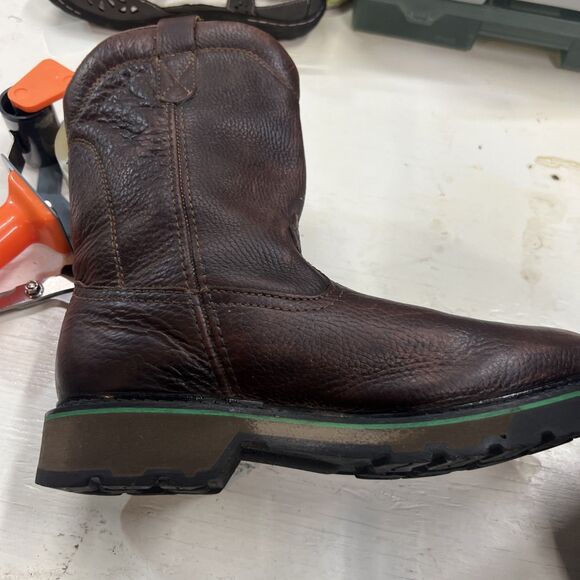 John Deere Brown Leather Mid-Calf Boots Waterproof Men’s Size 9M main image 9
